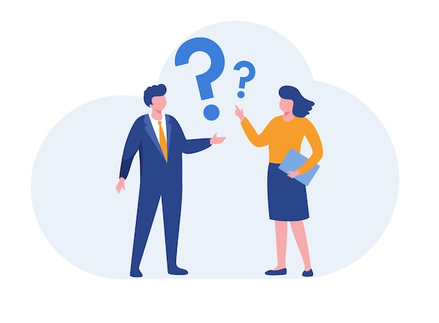 Ilustración del concepto Preguntas frecuentes personas alrededor de signos de interrogación perfectos para diseño web banner aplicación móvil página de destino vector diseño plano