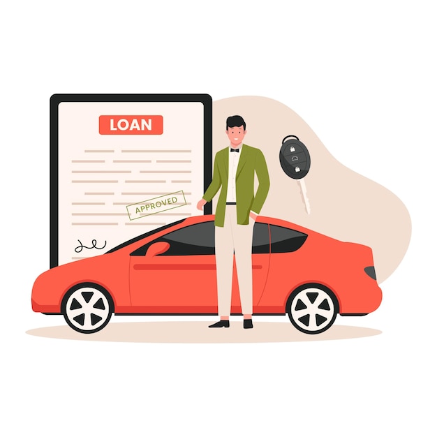Vector ilustración del concepto de préstamo de coche