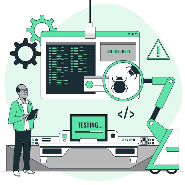 Ilustración del concepto de probador de software