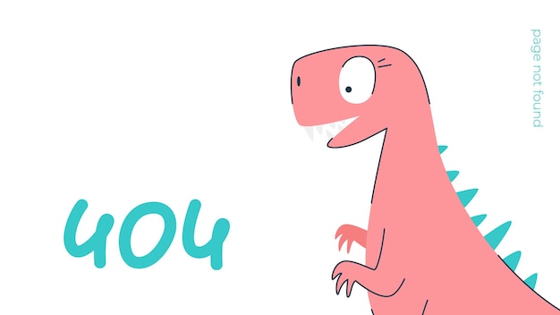 Ilustración del concepto de problema de conexión a Internet. Página de error 404 no encontrada aislada en fondo blanco. El divertido dinosaurio rosa. Ilustración de vector aislado.