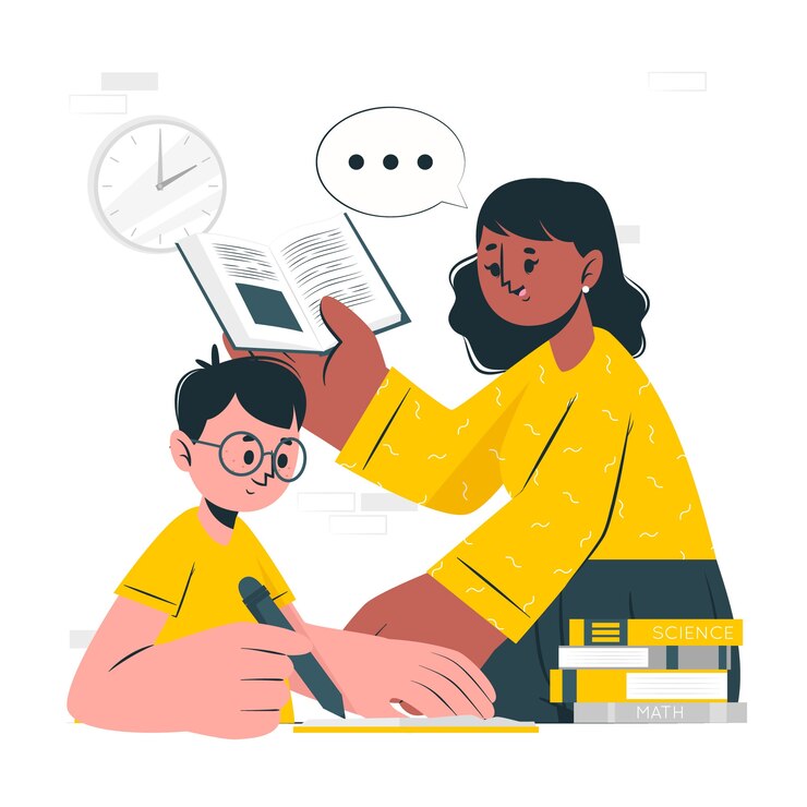 Vector ilustración de concepto de profesor y alumno