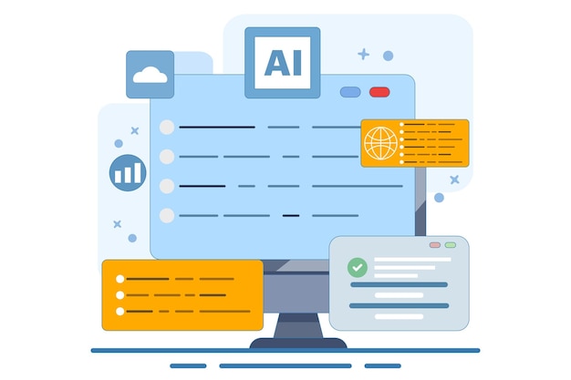 Ilustración Concepto de programación y comunicación o desarrollo de software y aplicaciones móviles