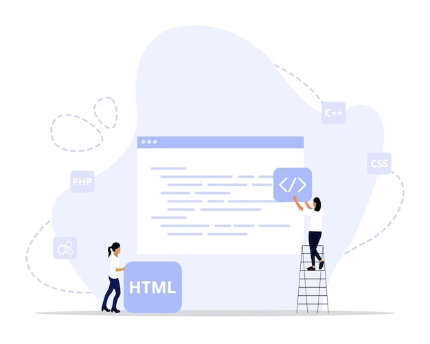 Vector ilustración del concepto de programación en pareja