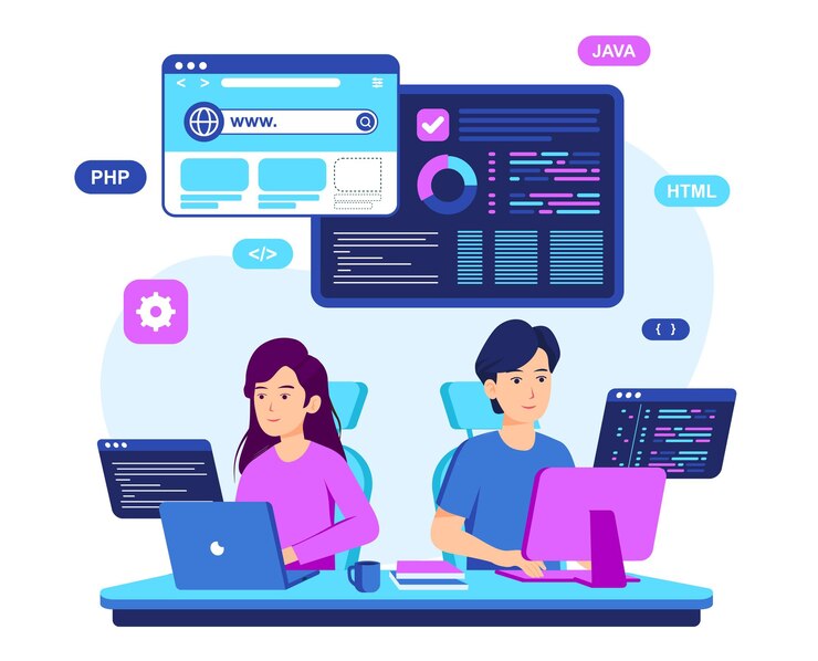 Vector ilustración del concepto de programación de pares