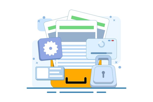Ilustración Concepto de protección de datos personales o seguridad cibernética y seguridad de la privacidad de la información