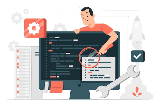 Ilustración del concepto de prueba de código de software