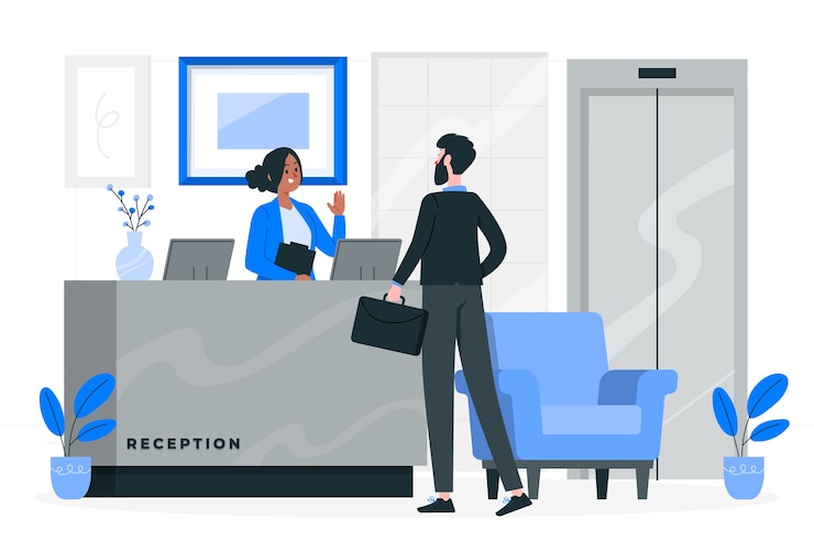 Vector ilustración del concepto de recepción de oficina