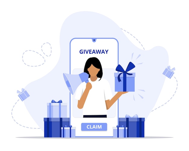 Ilustración del concepto de regalo en la tienda