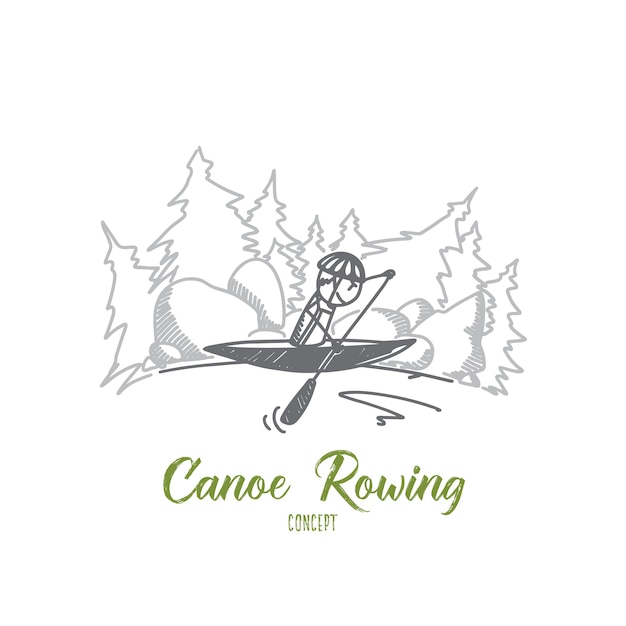 Ilustración de concepto de remo en canoa