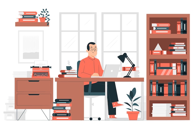 Ilustración de concepto de sala de escritura