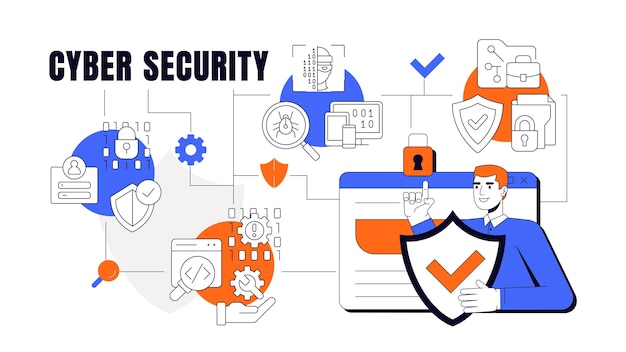 Ilustración del concepto de seguridad cibernética