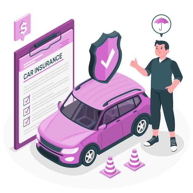 Ilustración de concepto de seguro de coche