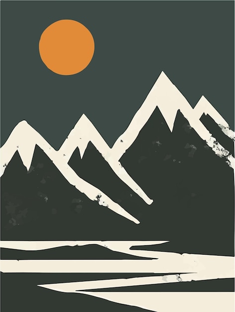 Vector ilustración del concepto de senderismo en el paisaje de altas montañas