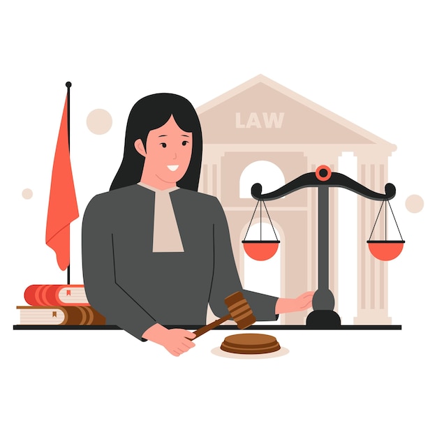 Ilustración del concepto de servicio de justicia legal