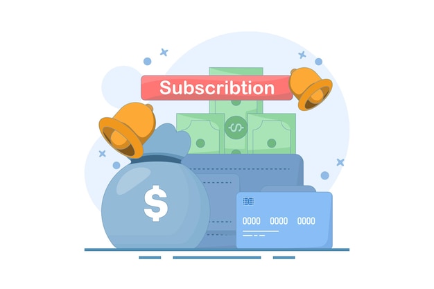 Ilustración del concepto de servicio de suscripción automática o de renovación o pago automático de la suscripción