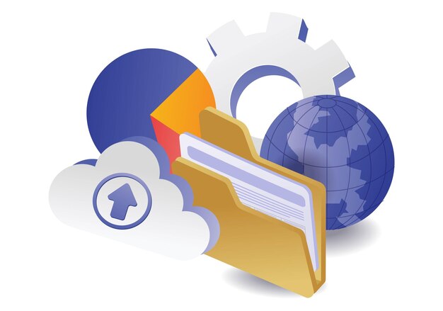 Ilustración del concepto de servidor de análisis de datos en la nube
