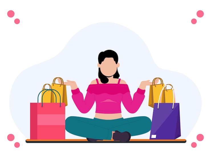 Vector ilustración del concepto de shopping guru elegante y hermosa