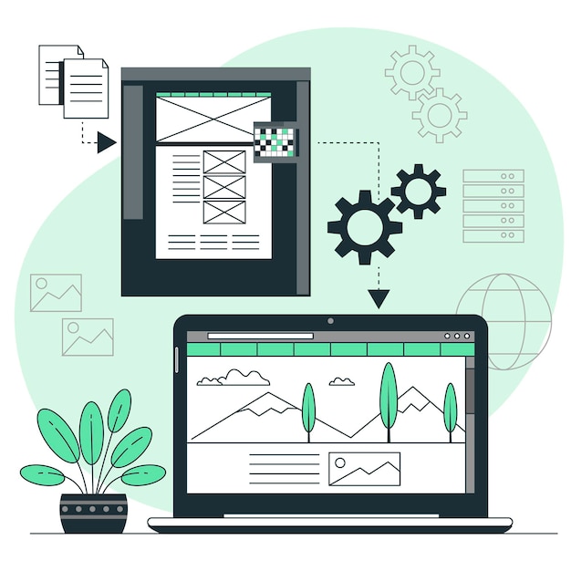 Ilustración de concepto de sitio web estático