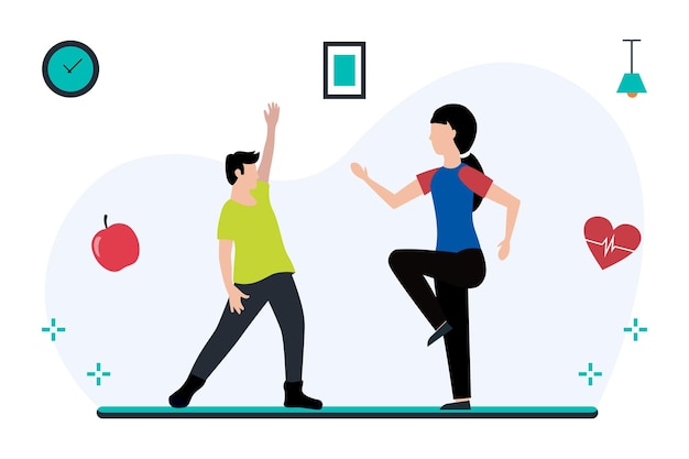 Ilustración del concepto de step aerobics