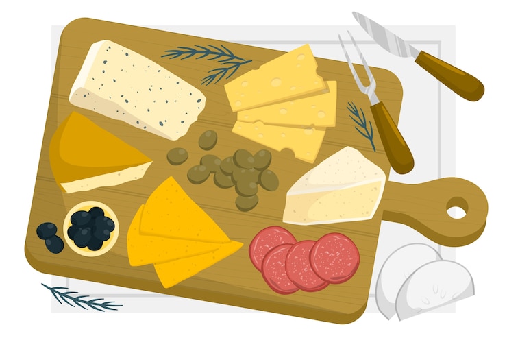 Vector ilustración del concepto de tablero de queso