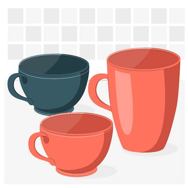Ilustración del concepto de las tazas