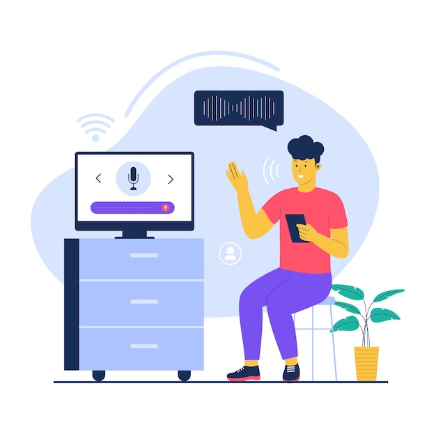 Ilustración del concepto de tecnología de asistencia de voz