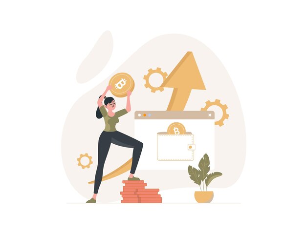 Ilustración del concepto de tecnología fintech y criptografía