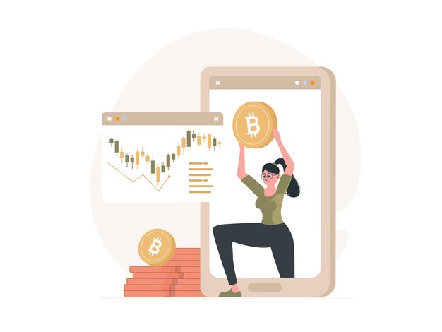 Vector ilustración del concepto de tecnología fintech y criptografía