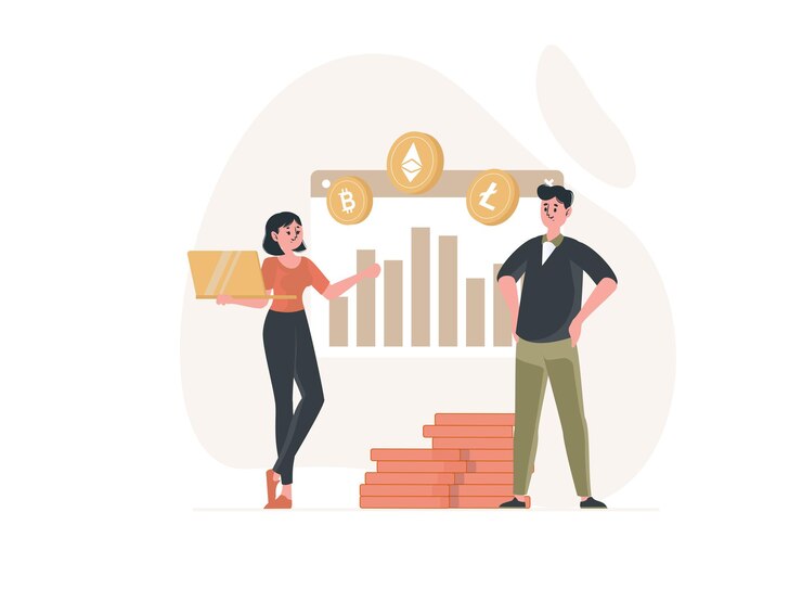Ilustración del concepto de tecnología fintech y criptografía