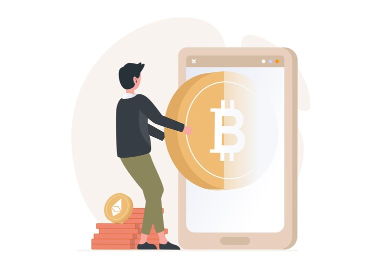 Ilustración del concepto de tecnología fintech y criptografía