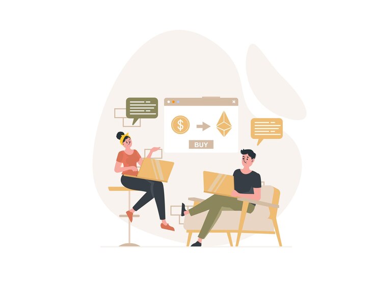 Ilustración del concepto de tecnología fintech y criptografía