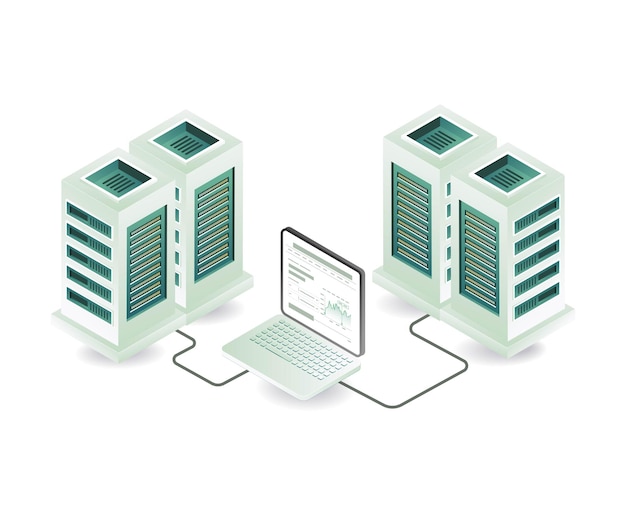 Ilustración del concepto de tecnología de mantenimiento de servidores en la nube