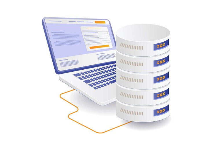 Vector ilustración del concepto de tecnología de servidor de base de datos de cuentas