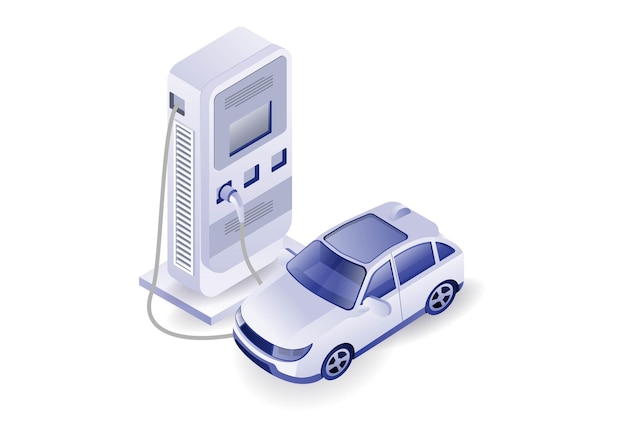 Ilustración del concepto tecnológico de la máquina de carga de automóviles eléctricos