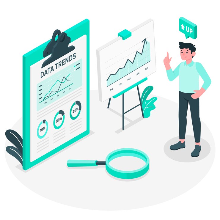 Vector ilustración del concepto de tendencias de datos