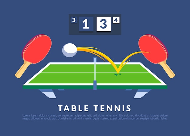 Ilustración del concepto de tenis de mesa
