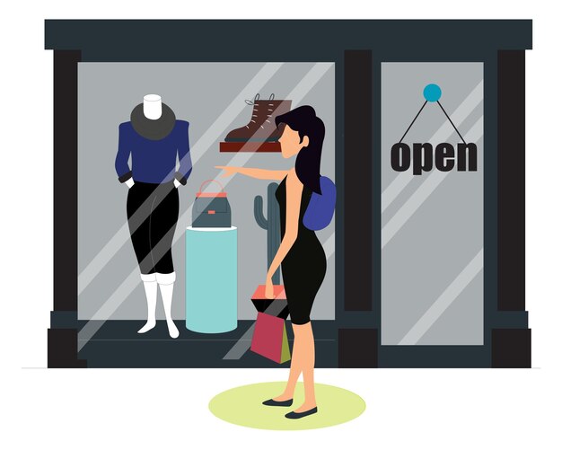 Ilustración del concepto de la tienda abierta elegante y hermosa