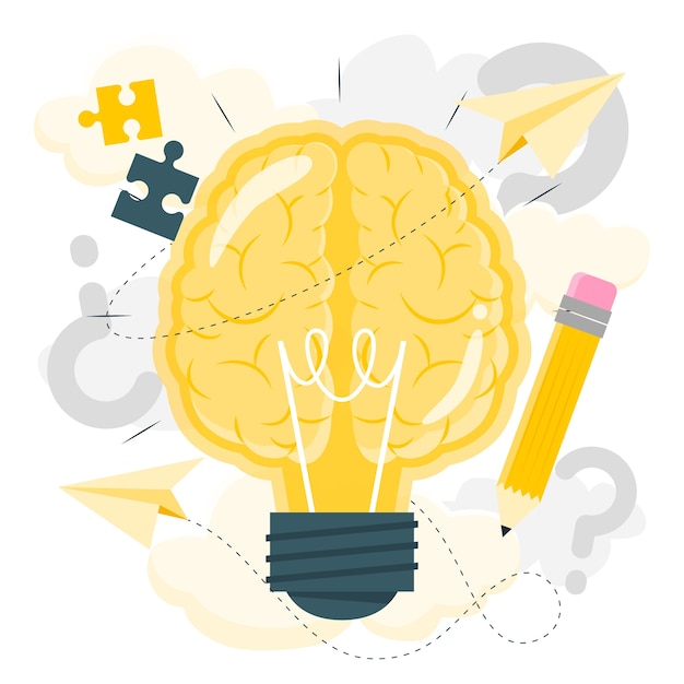 Ilustración del concepto de tormenta de ideas creativa