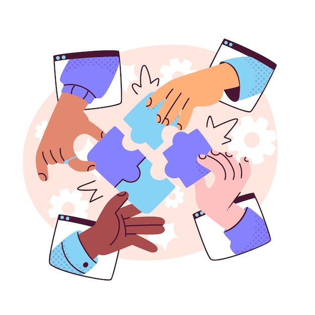 Ilustración del concepto de trabajo en equipo