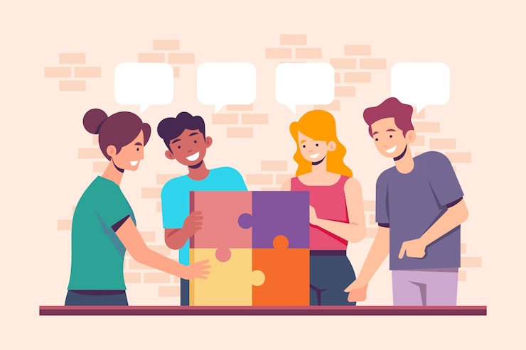 Vector ilustración del concepto de trabajo en equipo