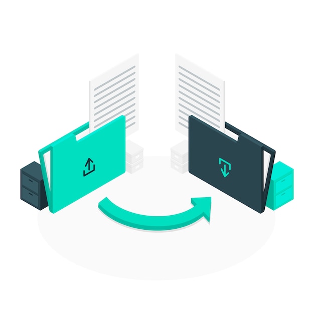 Ilustración de concepto de transferencia de archivos