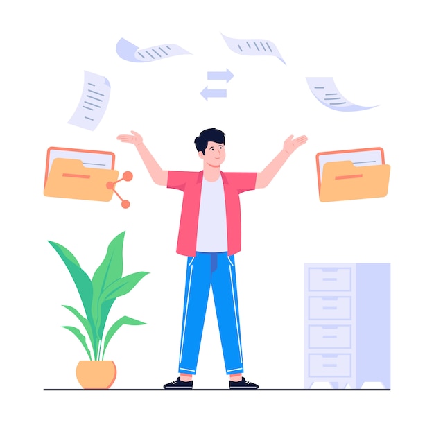 Ilustración de concepto de transferencia de archivos