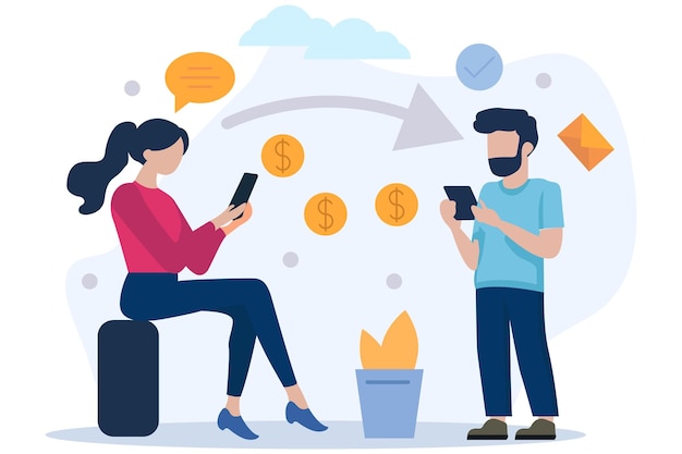 Ilustración del concepto de transferencia de dinero