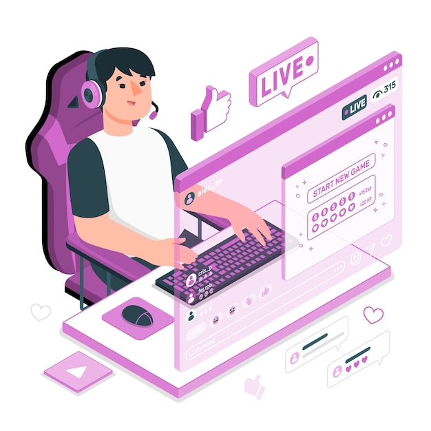 Ilustración del concepto de transmisión en vivo