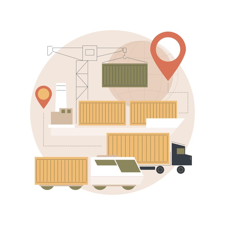 Vector ilustración de concepto de transporte de contenedores