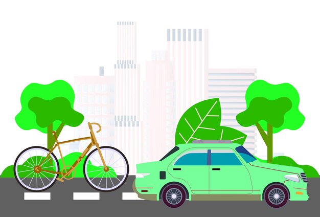 Ilustración del concepto de transporte ecológico elegante y hermosa