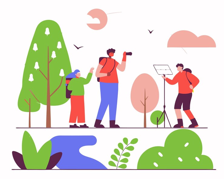 Vector ilustración del concepto de turismo ecológico