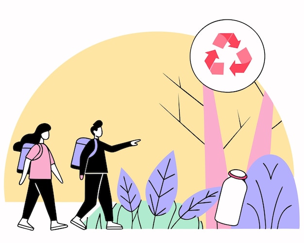 Ilustración del concepto de turismo ecológico