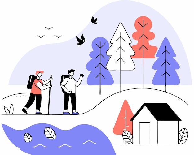 Ilustración del concepto de turismo ecológico