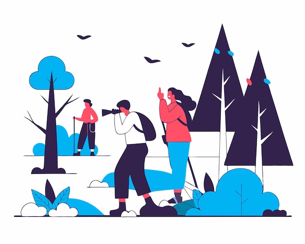 Ilustración del concepto de turismo ecológico